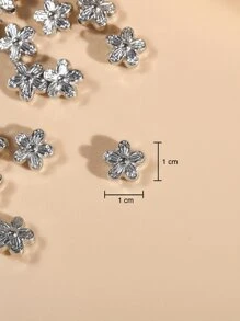 60 piezas Cuentas con diseño de flor para el Día de San Valentín - Ancient Silver - Ver 3