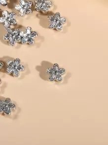 60 piezas Cuentas con diseño de flor para el Día de San Valentín - Ancient Silver - Ver 4