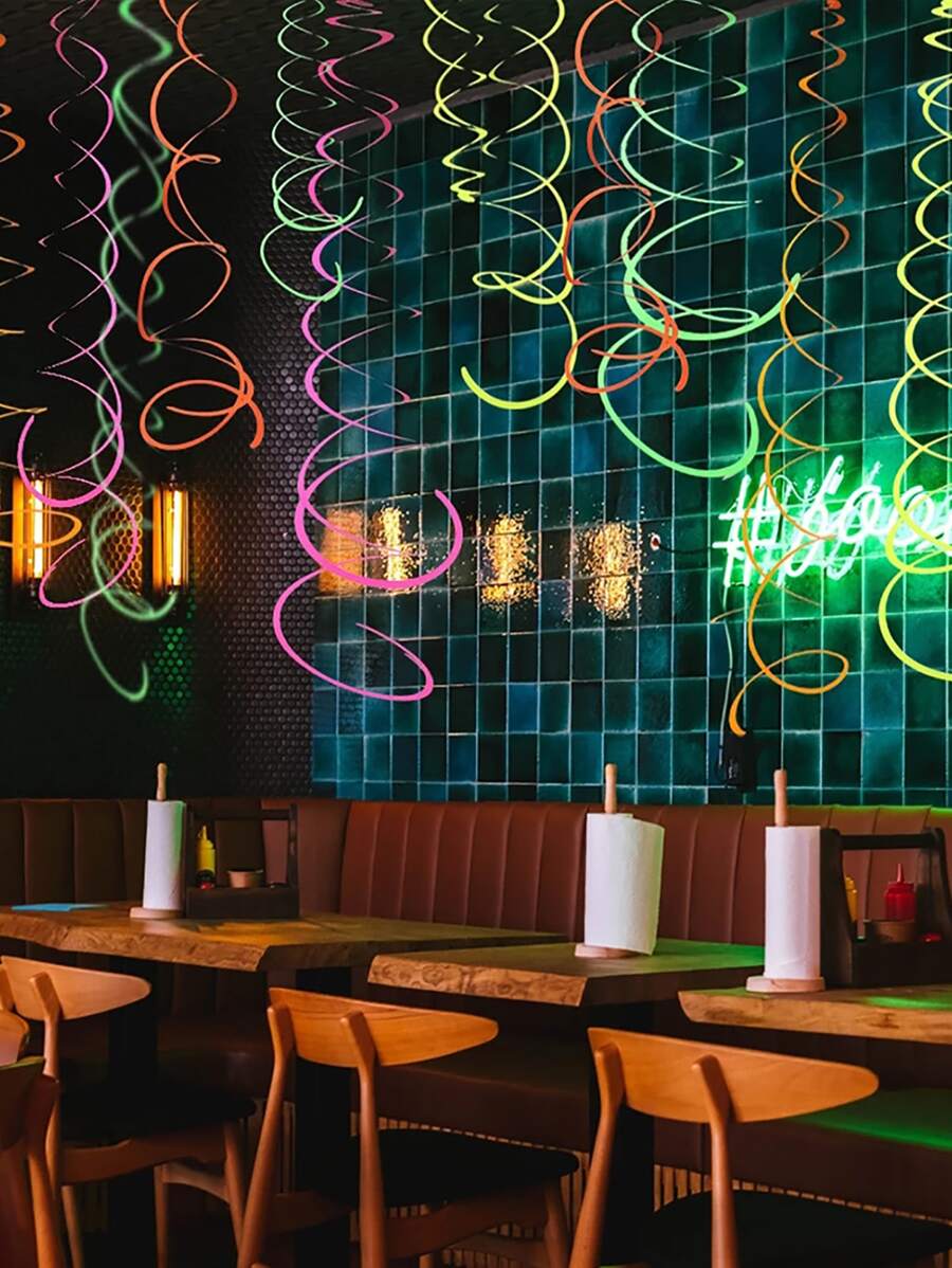 10pcs Mixed Color Hanging Swirl Decoration,Colorful Spiral Ornament Decor For Party,Christmas - Multicolor - View 1