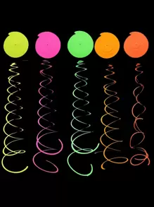 10pcs Mixed Color Hanging Swirl Decoration,Colorful Spiral Ornament Decor For Party,Christmas - Multicolor - View 2