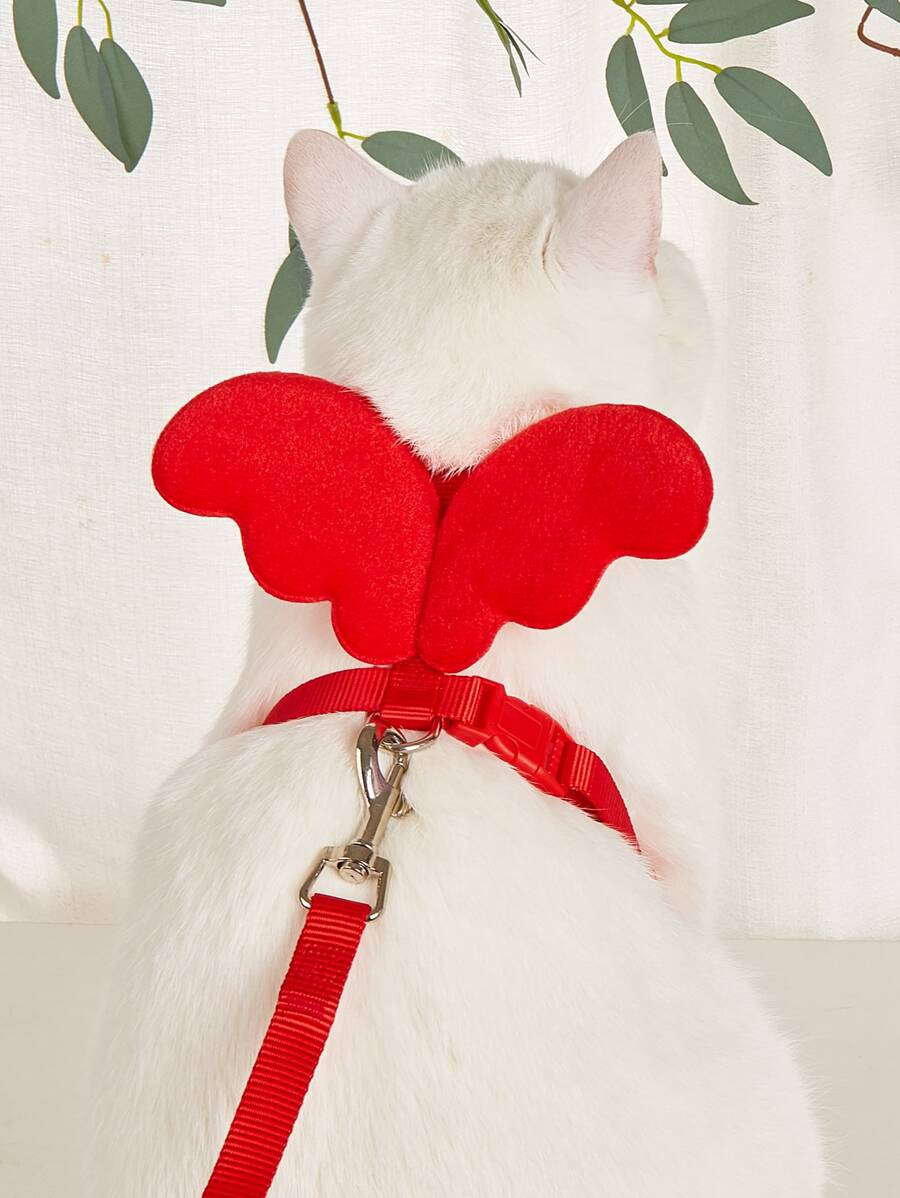 2pcs Wing Design Pet Leash & Harness Set - Red - View 1