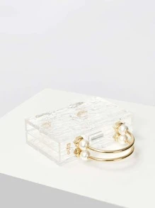 MOTF PREMIUM Bolsa De Noche De Acrylic Clear Box De Lujo Glamorosa, Elegante, Exquisita, Lujosa, Brillante Con Lentejuelas, Elegante Y Perfecta Para Fiestas, Bodas, Bailes, Cenas / Banquetes, Para Niñas, Mujeres Y Novias. - transparente - Ver 12