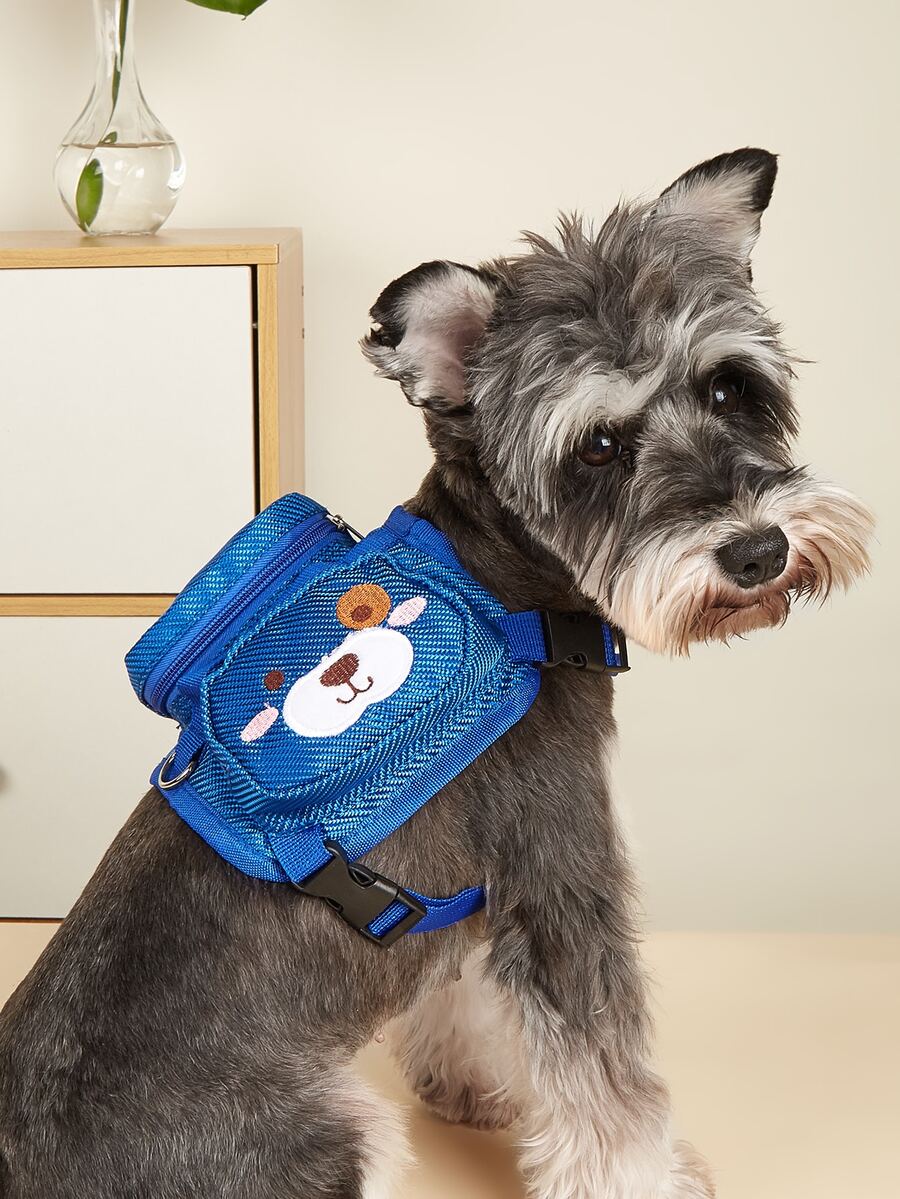 1入組卡通狗刺繡寵物包 - 藍色 - 查看 1