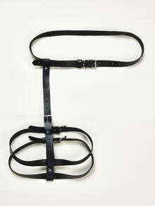 Buckle Decor Leg Harness - Black - View 4