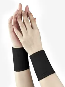 1 Cặp Băng đeo cổ tay thể thao dài, băng đeo cổ tay cho hoạt động thể thao ngoài trời như tennis. - màu đen - Xem 1