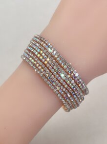 8 件/套超薄 2 毫米水晶手链，多色简约风格女士手链，适合度假、聚会、派对 - 彩色 - 查看 1