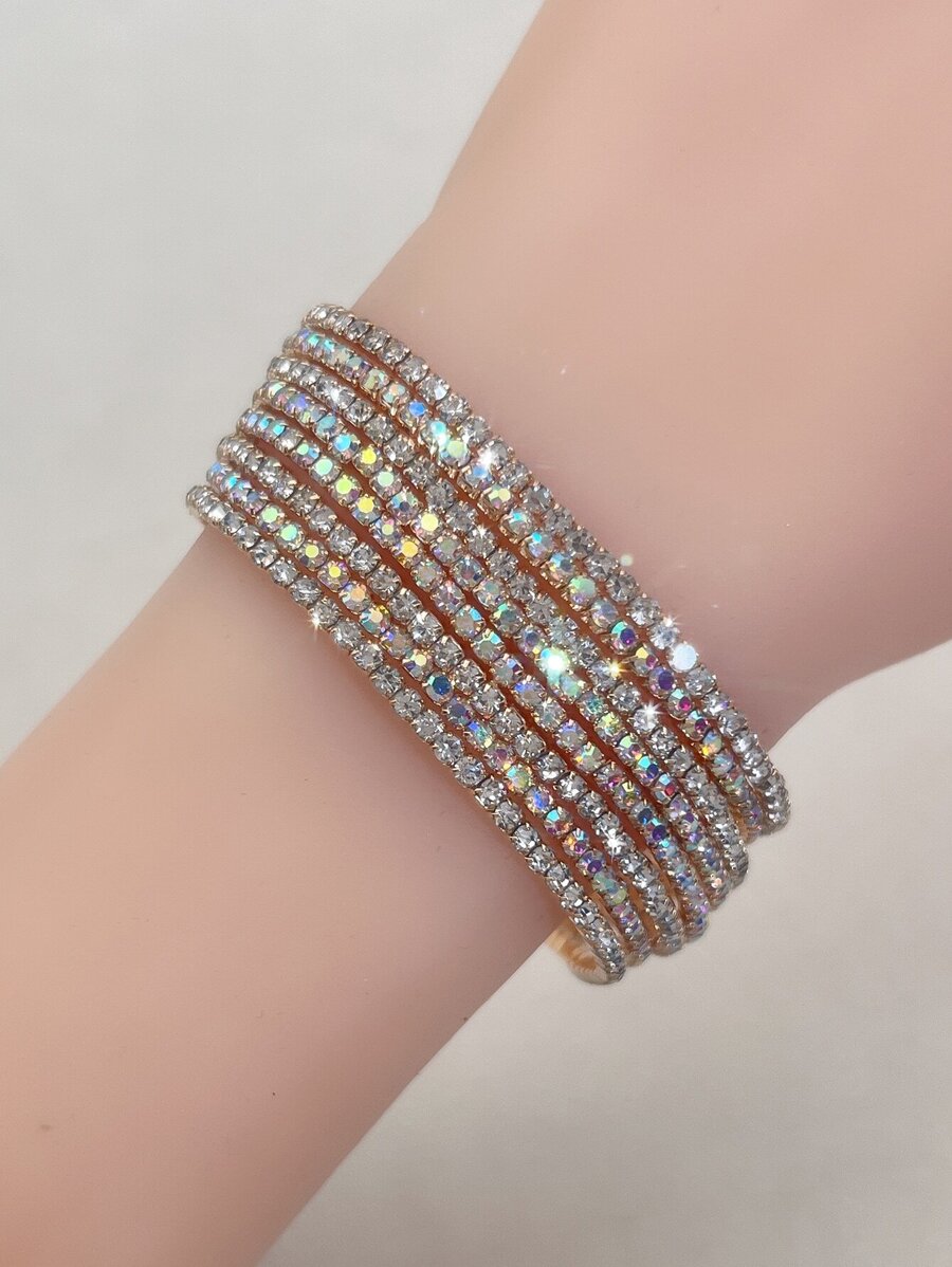 8 件/套超薄 2 毫米水晶手链，多色简约风格女士手链，适合度假、聚会、派对 - 彩色 - 查看 1