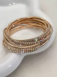 8 件/套超薄 2 毫米水晶手链，多色简约风格女士手链，适合度假、聚会、派对 - 彩色 - 查看 2