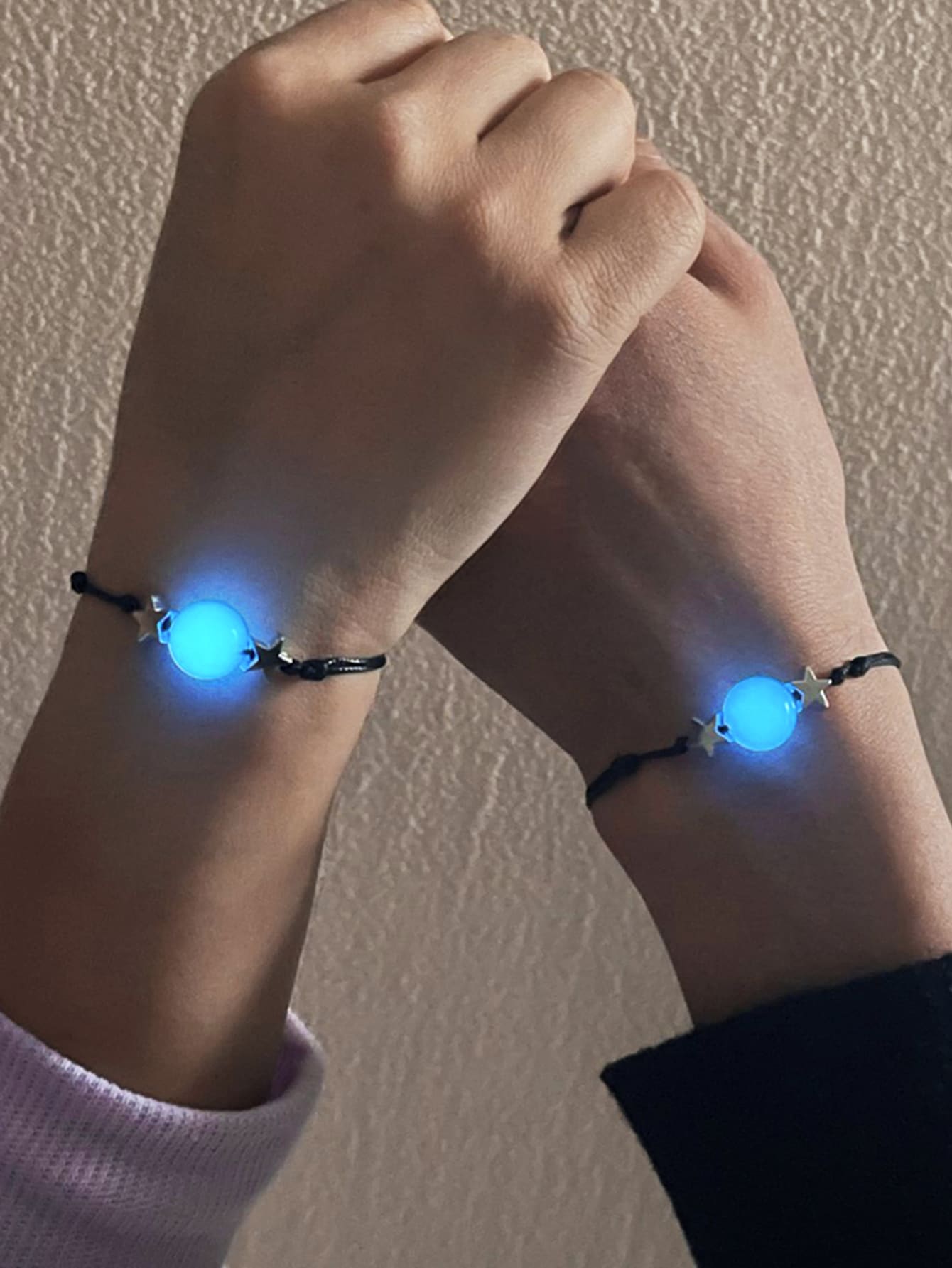 ATLVXJL 2 chiếc/cặp Vòng tay dây da chìa khóa hình trái tim phát sáng trong bóng tối cho cặp đôi, thời trang tối giản, quà tặng ngày lễ tình nhân - Nhiều màu - Xem 1