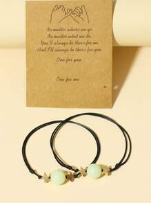 ATLVXJL 2 chiếc/cặp Vòng tay dây da chìa khóa hình trái tim phát sáng trong bóng tối cho cặp đôi, thời trang tối giản, quà tặng ngày lễ tình nhân - Nhiều màu - Xem 7