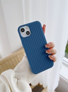 1 pieza Funda de silicona tejida con textura degradado unicolor y líquido compatible con iPhone 11 12 13 14 15, 13promax, 14promax, 15promax - Azul - Ver 2