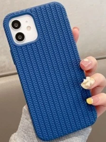 1 pieza Funda de silicona tejida con textura degradado unicolor y líquido compatible con iPhone 11 12 13 14 15, 13promax, 14promax, 15promax - Azul - Ver 4