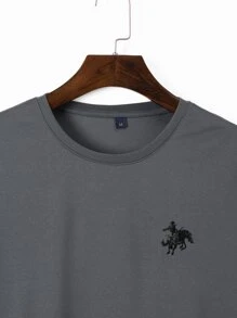 Manfinity Homme Men Figure & Horse Embroidery Tee - Grey - View 4