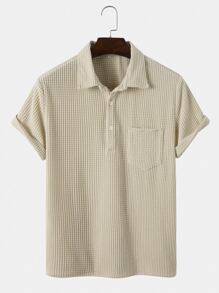 Manfinity Homme Men Patched Pocket Polo Shirt & Drawstring Waist Shorts - Apricot - View 4