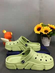 Women Anti-slip Hollow Out Multi-way Wear Out Vented Clogs EVA Fashion Decor Slingback Vent Clogs - Green - View 2