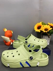 Women Anti-slip Hollow Out Multi-way Wear Out Vented Clogs EVA Fashion Decor Slingback Vent Clogs - Green - View 3