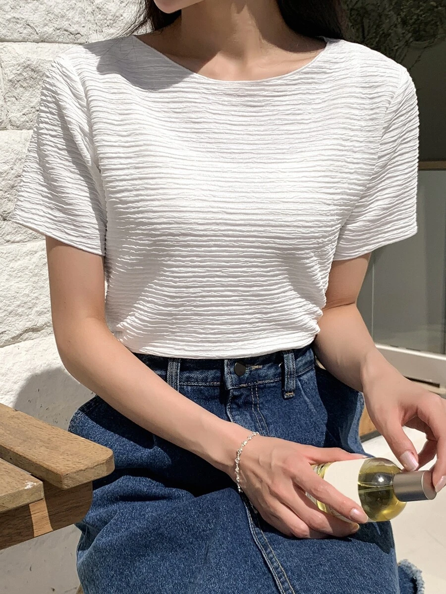 DAZY Áo sơ mi nữ màu trơn Giải trí - trắng - Xem 1