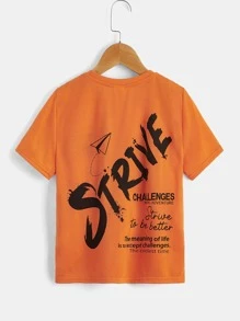 SHEIN Tops con trai Slogan Giải trí - trái cam - Xem 1