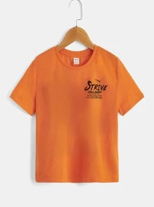 SHEIN Tops con trai Slogan Giải trí - trái cam - Xem 2