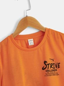 SHEIN Tops con trai Slogan Giải trí - trái cam - Xem 3