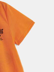 SHEIN Tops con trai Slogan Giải trí - trái cam - Xem 4