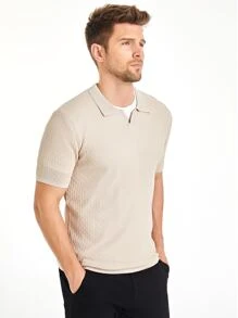 Manfinity Men Patched Detail Polo Neck Knit Top - Apricot - View 4