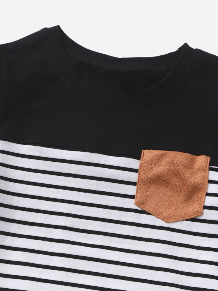 Toddler Boys Striped Pocket Patched Tee - Multicolor - View 3