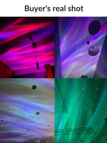 1 pieza lámpara de proyector recargable Aurora de sincronización de música con control remoto - Multicolor - Ver 4