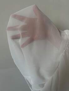 Missord 低胸領褶邊荷葉邊下擺雪紡洋裝 - 白色 - 查看 6