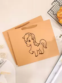 5pcs/10Pcs Festive Holiday Kraft Paper Gift Bags- Perfect For Holiday Gift Giving,Wedding,Bags,Birthday,Birthday,Party,Party Decorations - Khaki - View 5