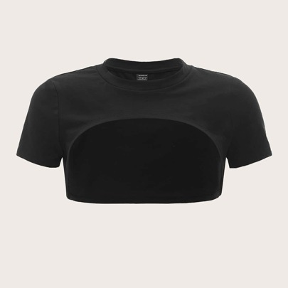 Top cu umeri crop solid