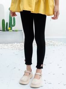 Niñitas Medias con diseño de lazo ribete con fruncido - Negro - Ver 1