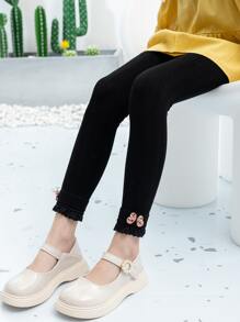 Niñitas Medias con diseño de lazo ribete con fruncido - Negro - Ver 2