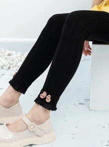 Niñitas Medias con diseño de lazo ribete con fruncido - Negro - Ver 3