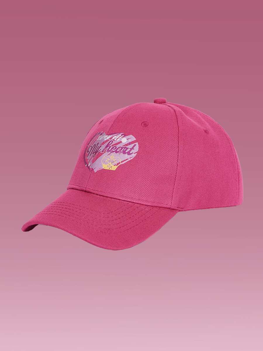 ROMWE Letter Graphic Baseball Cap - Hot Pink - View 1