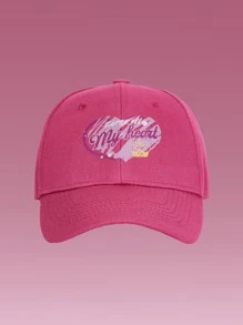 ROMWE Letter Graphic Baseball Cap - Hot Pink - View 2
