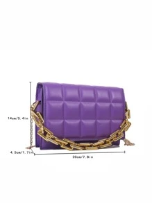 Mini Quilted Snap Button Square Bag - Purple - View 3