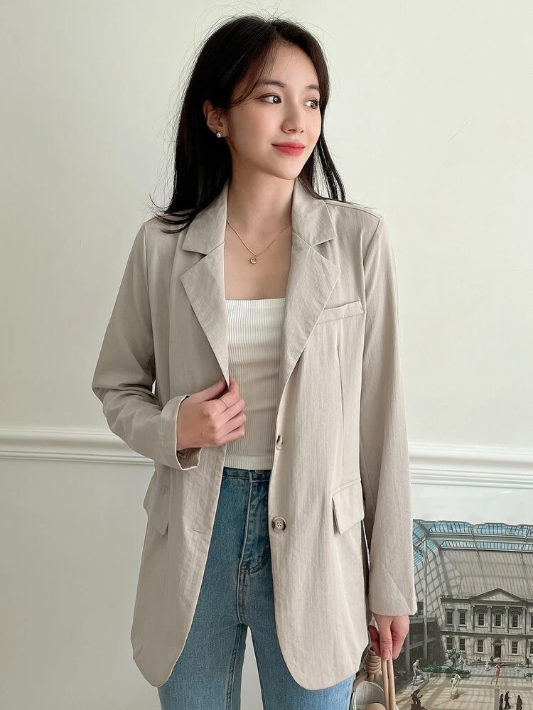 Lapel Neck Double Button Blazer