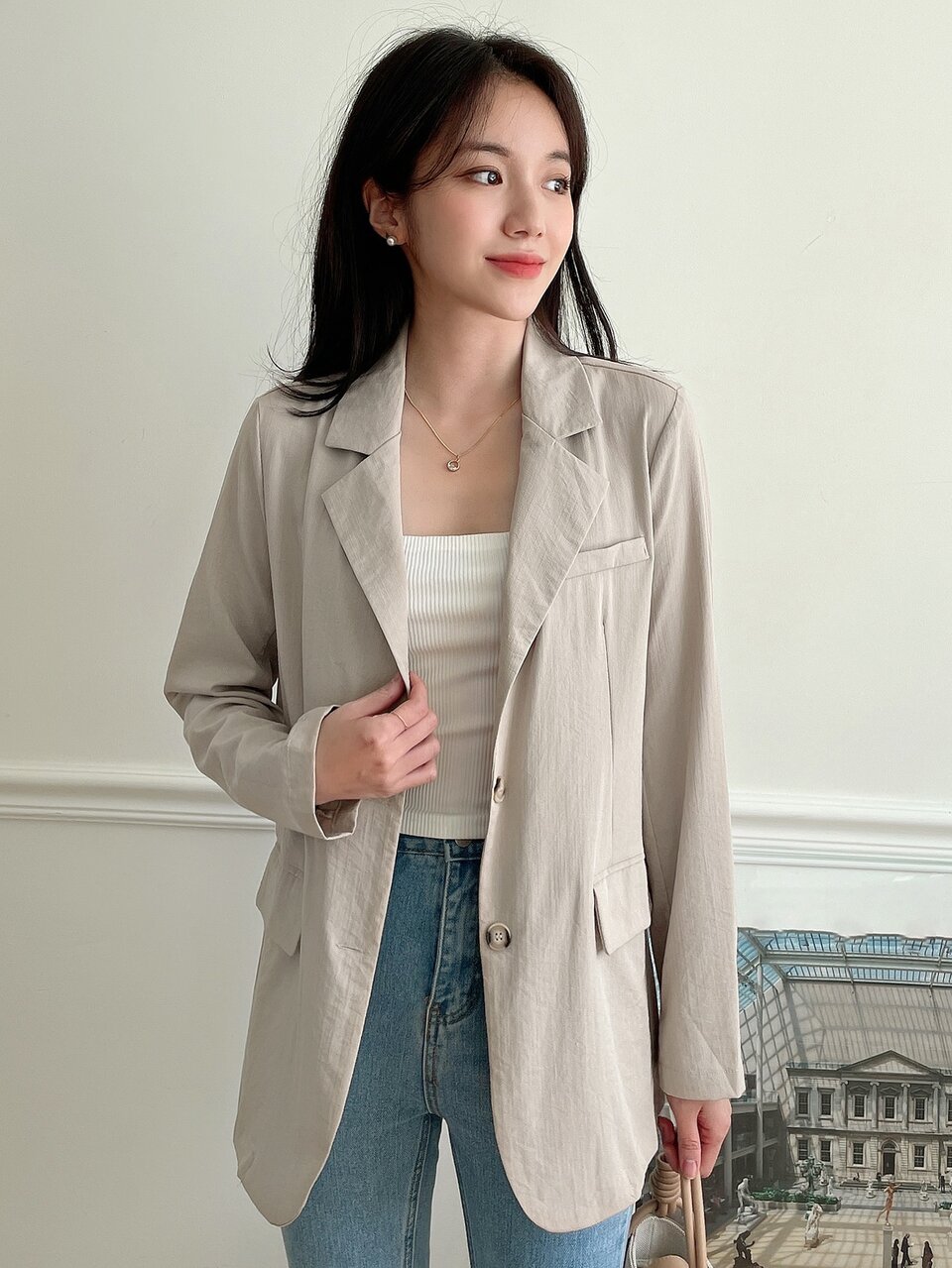 Lapel Neck Double Button Blazer