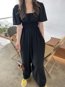 DAZY Square Neck Wide Leg Jumpsuit Women Jumpsuits - Black - View 7