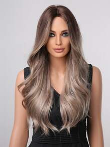 HAIRCUBE 24 Inch Rose Gold Mid-Split Long Curly Hair Beautiful Erotogenic Graceful Fashionable Enchanting Synthetic Wigs for Women - Multicolor - View 5