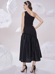 Modelyn Đầm cườm đính Ngọc trai Viên lá sen màu trơn Hấp dẫn - màu đen - Xem 2