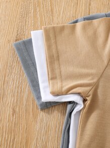 SHEIN Young Boy 3pcs Solid Round Neck Tee - Multicolor - View 4