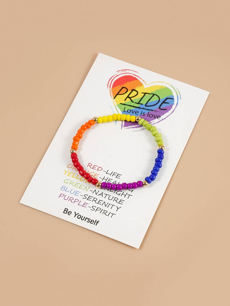 LGBT撞色串珠手鏈 - 彩色 - 查看 1
