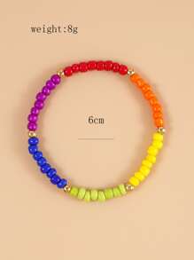 LGBT撞色串珠手鏈 - 彩色 - 查看 4