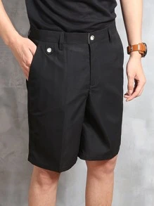 Manfinity Men Slant Pocket Bermuda Shorts - Black - View 1