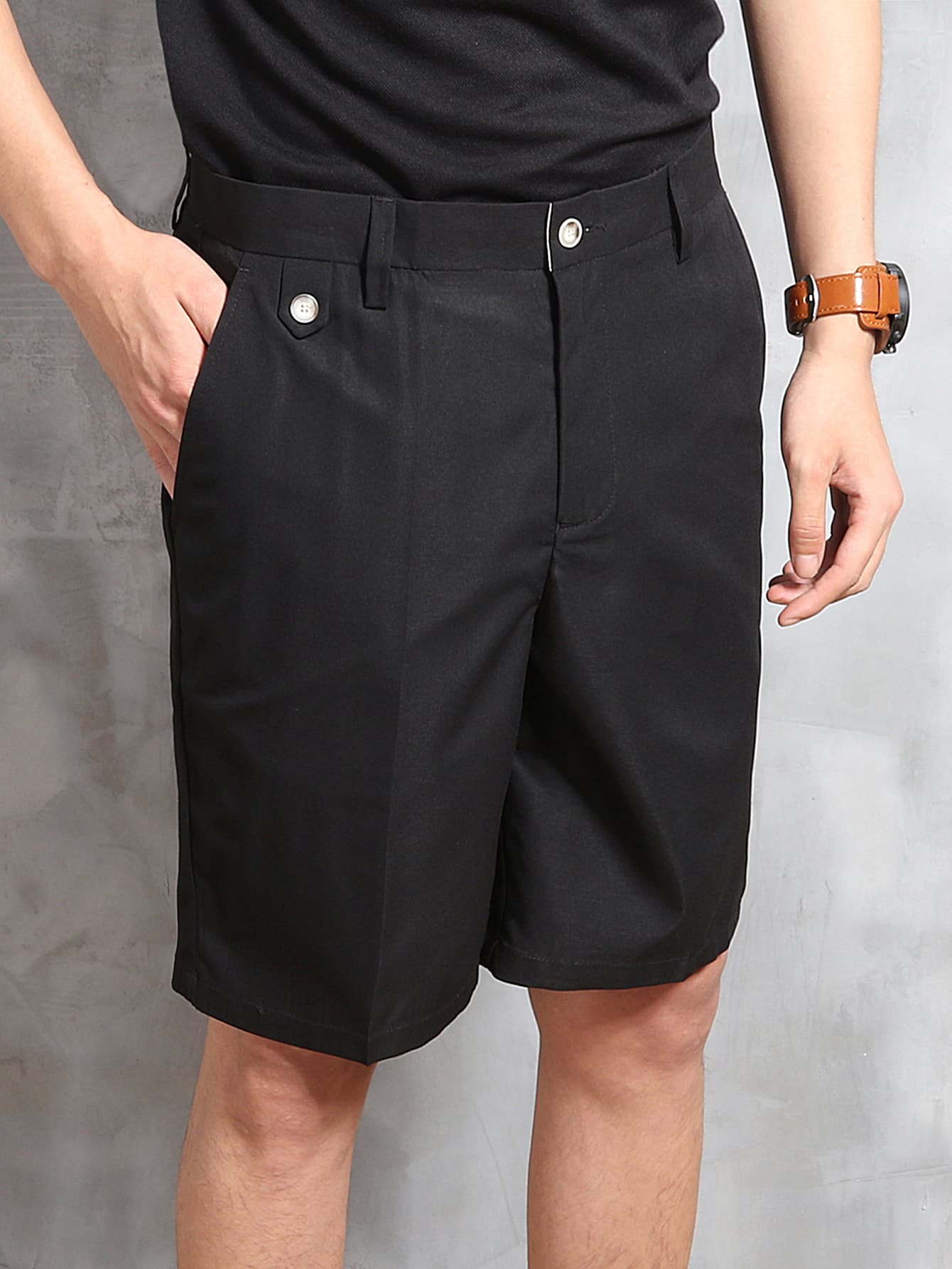 Manfinity Men Slant Pocket Bermuda Shorts - Black - View 1