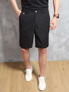 Manfinity Men Slant Pocket Bermuda Shorts - Black - View 6