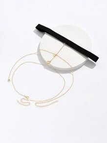 Cadena de muslo con diseño de estrella - Amarillo Oro - Ver 3