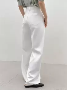 Dazy-Less Slant Pocket Fold Pleated Tailored Trousers - White - View 9